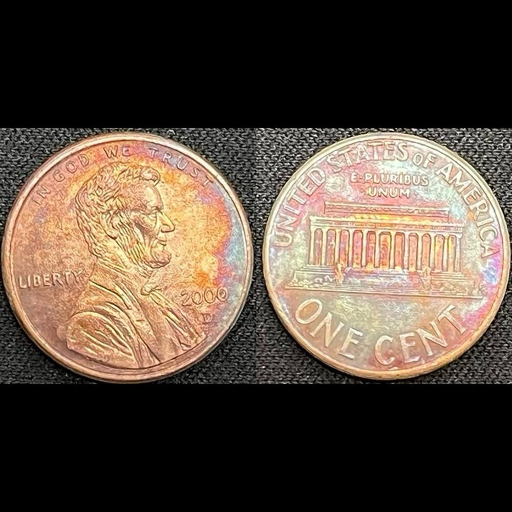 Lincoln One Cent 2019-D Synthesized Orange Rainbow Handmade Collection Coin #14